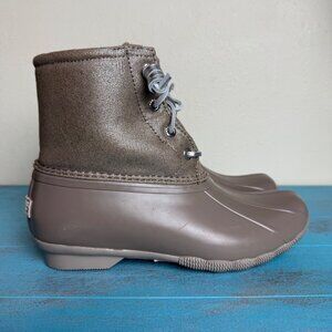 Sperry Saltwater Duck Boots Metallic Shimmer Women's Sz 6 NEW With Tags